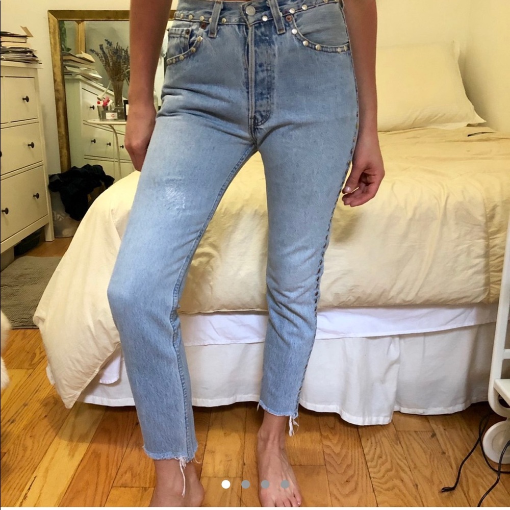 Vintage Baby Blue Studded Levi’s 501 Jeans